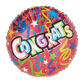 17 inch Congrats Ribbon Stars Multicolor Graduation Foil Balloon 15